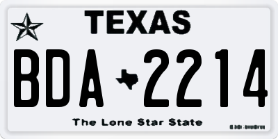 TX license plate BDA2214