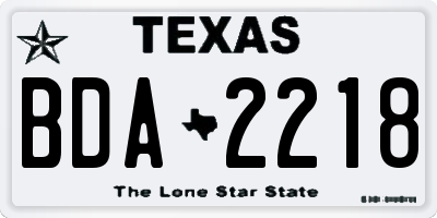 TX license plate BDA2218