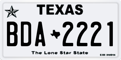 TX license plate BDA2221