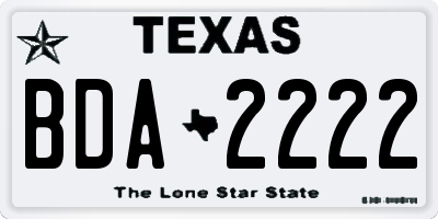 TX license plate BDA2222
