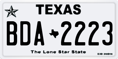 TX license plate BDA2223
