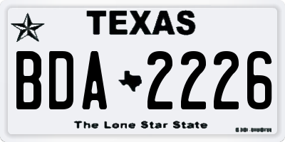 TX license plate BDA2226