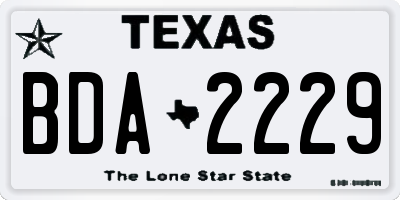 TX license plate BDA2229
