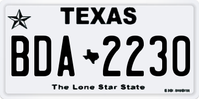 TX license plate BDA2230