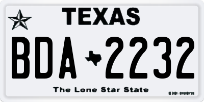 TX license plate BDA2232