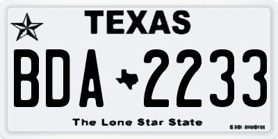 TX license plate BDA2233
