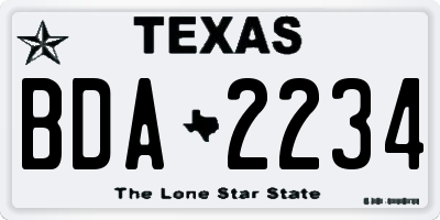 TX license plate BDA2234
