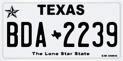 TX license plate BDA2239