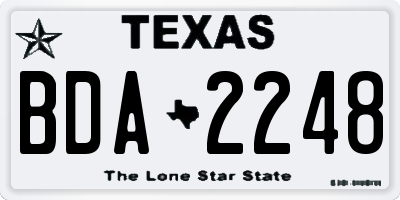 TX license plate BDA2248
