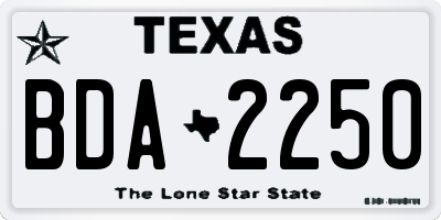 TX license plate BDA2250