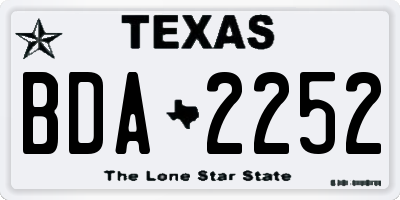 TX license plate BDA2252