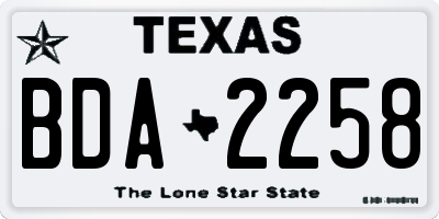 TX license plate BDA2258