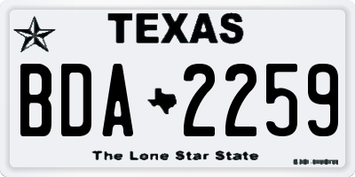 TX license plate BDA2259
