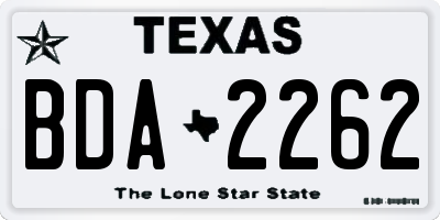 TX license plate BDA2262