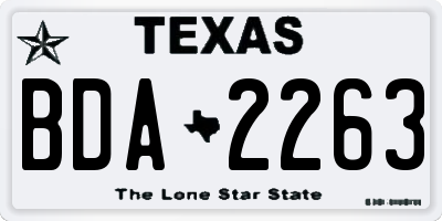 TX license plate BDA2263