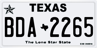 TX license plate BDA2265