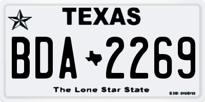 TX license plate BDA2269