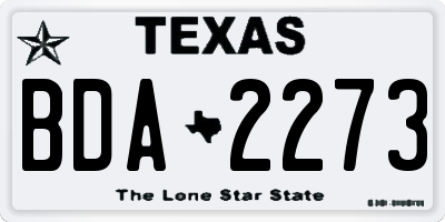 TX license plate BDA2273