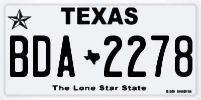 TX license plate BDA2278