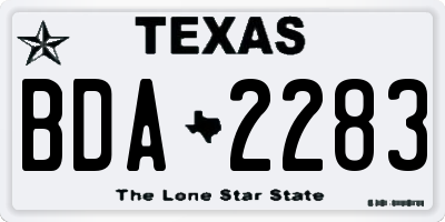 TX license plate BDA2283