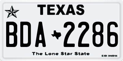 TX license plate BDA2286