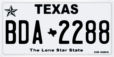 TX license plate BDA2288