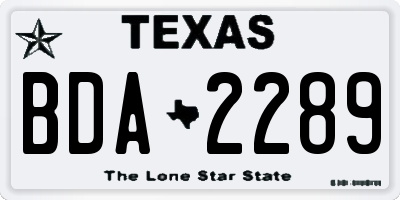TX license plate BDA2289