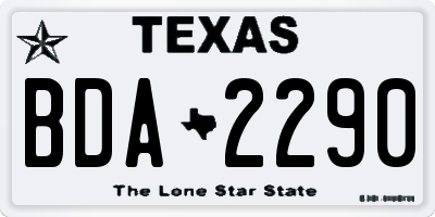 TX license plate BDA2290