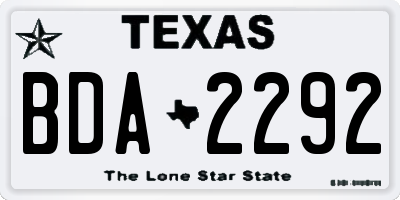 TX license plate BDA2292