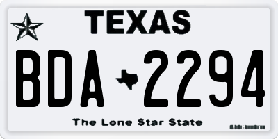 TX license plate BDA2294