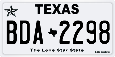 TX license plate BDA2298
