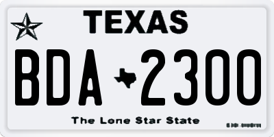 TX license plate BDA2300
