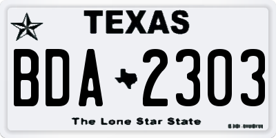 TX license plate BDA2303