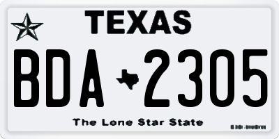 TX license plate BDA2305