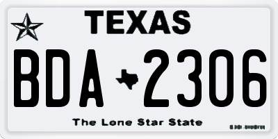 TX license plate BDA2306