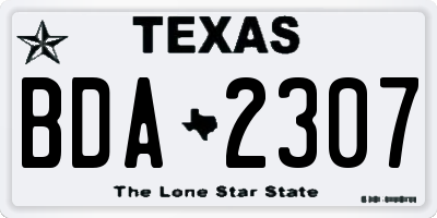 TX license plate BDA2307