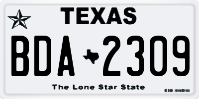 TX license plate BDA2309