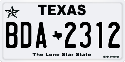 TX license plate BDA2312