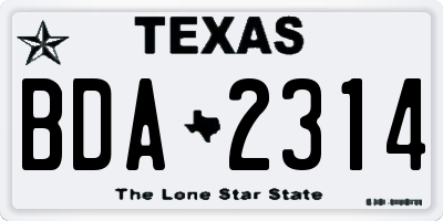TX license plate BDA2314