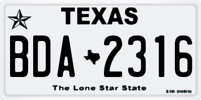 TX license plate BDA2316