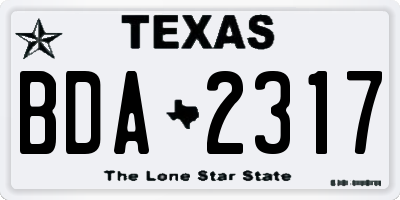 TX license plate BDA2317