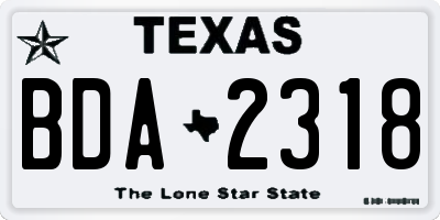 TX license plate BDA2318