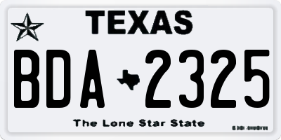 TX license plate BDA2325