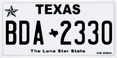 TX license plate BDA2330