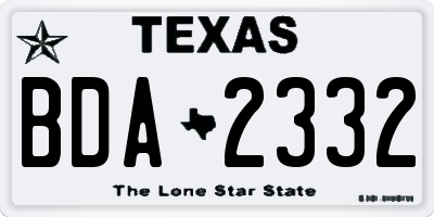 TX license plate BDA2332