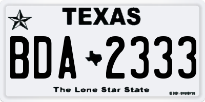 TX license plate BDA2333
