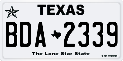 TX license plate BDA2339