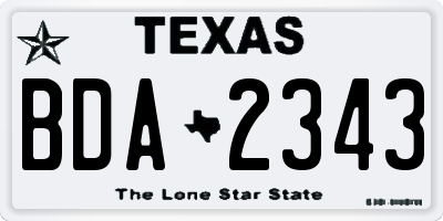 TX license plate BDA2343