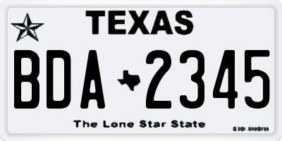 TX license plate BDA2345