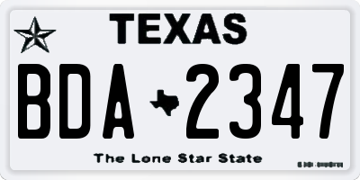 TX license plate BDA2347